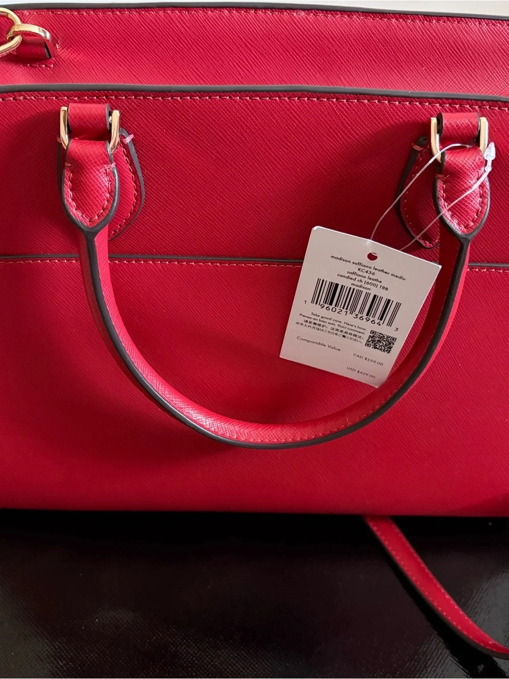 kate spade Red Saffiano Leather Satchel with Matching Wallet